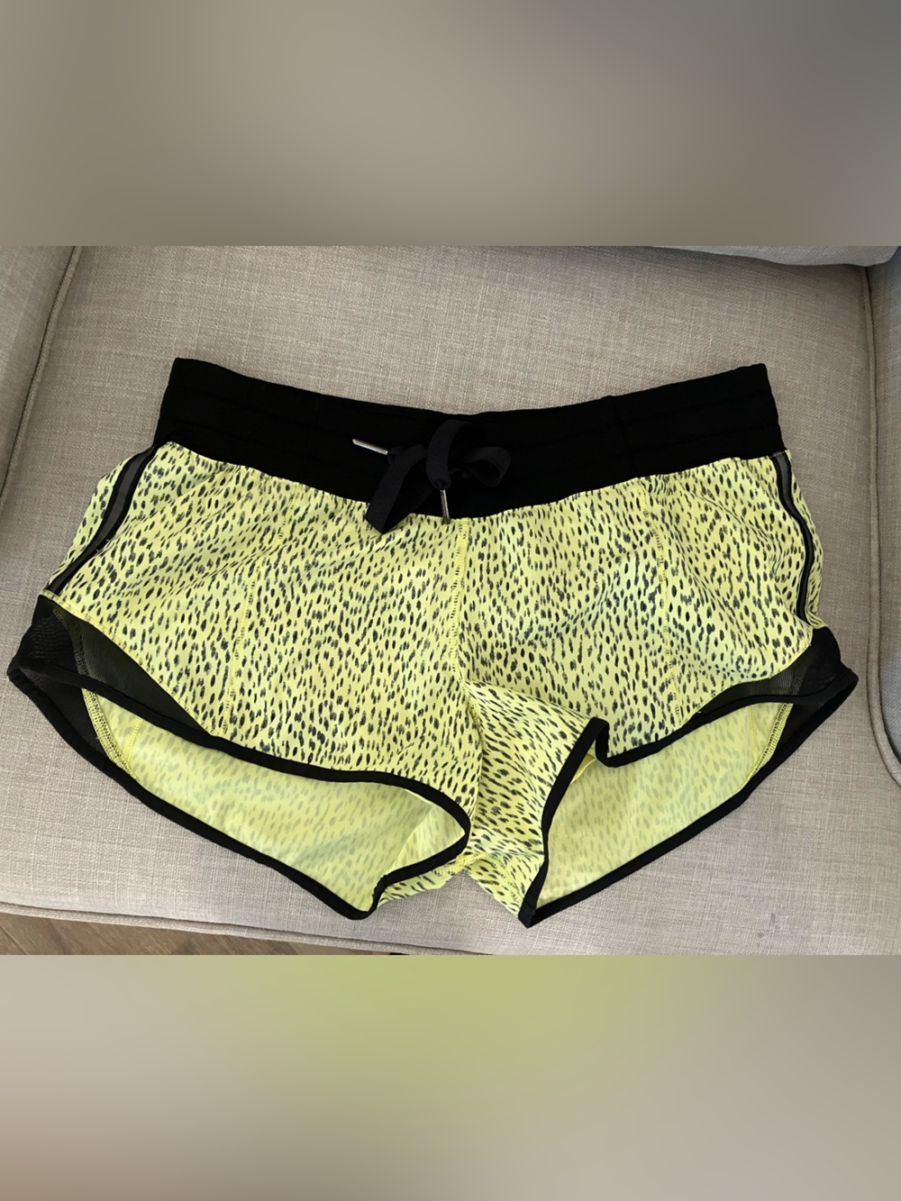 lululemon athletica Neon Yellow and Black Athletic Shorts